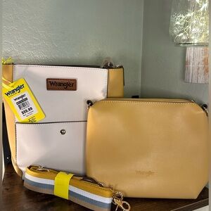 Wrangler 2PCS SET Bucket Bag with Matching Makeup Pouch and Extra Guitar Strap